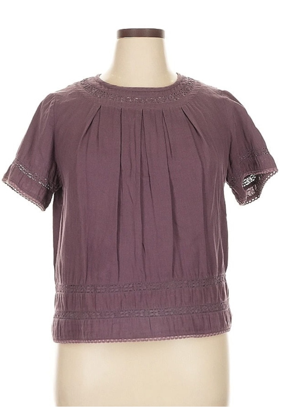 Lilla P Plum Short-Sleeve Pleated Top